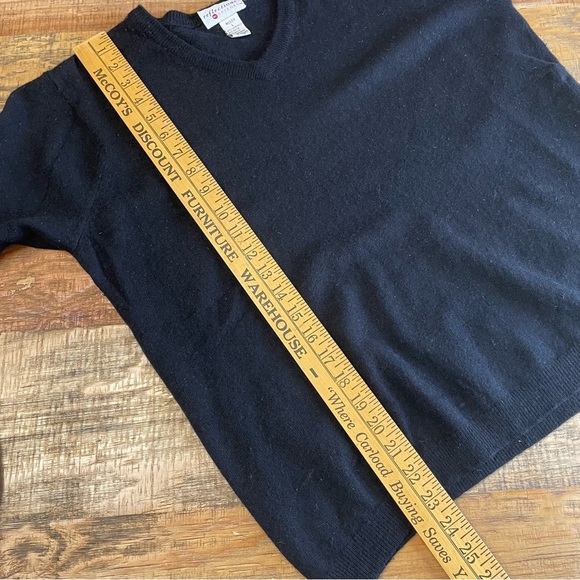 Vintage Spiegel Reflections Black V-Neck Sweater wool and cashmere blend Large - Picture 4 of 8